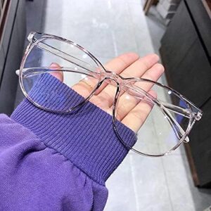 Transparent Computer Glasses Frame Women Men Anti Blue Light Round Eyewear Blocking Glasses Optical Spectacle Eyeglass (Gray)