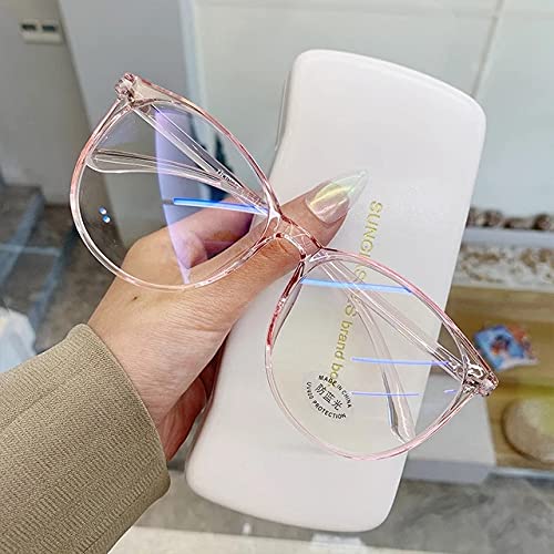 Transparent Computer Glasses Frame Women Men Anti Blue Light Round Eyewear Blocking Glasses Optical Spectacle Eyeglass (Gray)