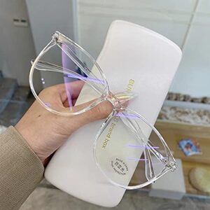 Transparent Computer Glasses Frame Women Men Anti Blue Light Round Eyewear Blocking Glasses Optical Spectacle Eyeglass (Gray)