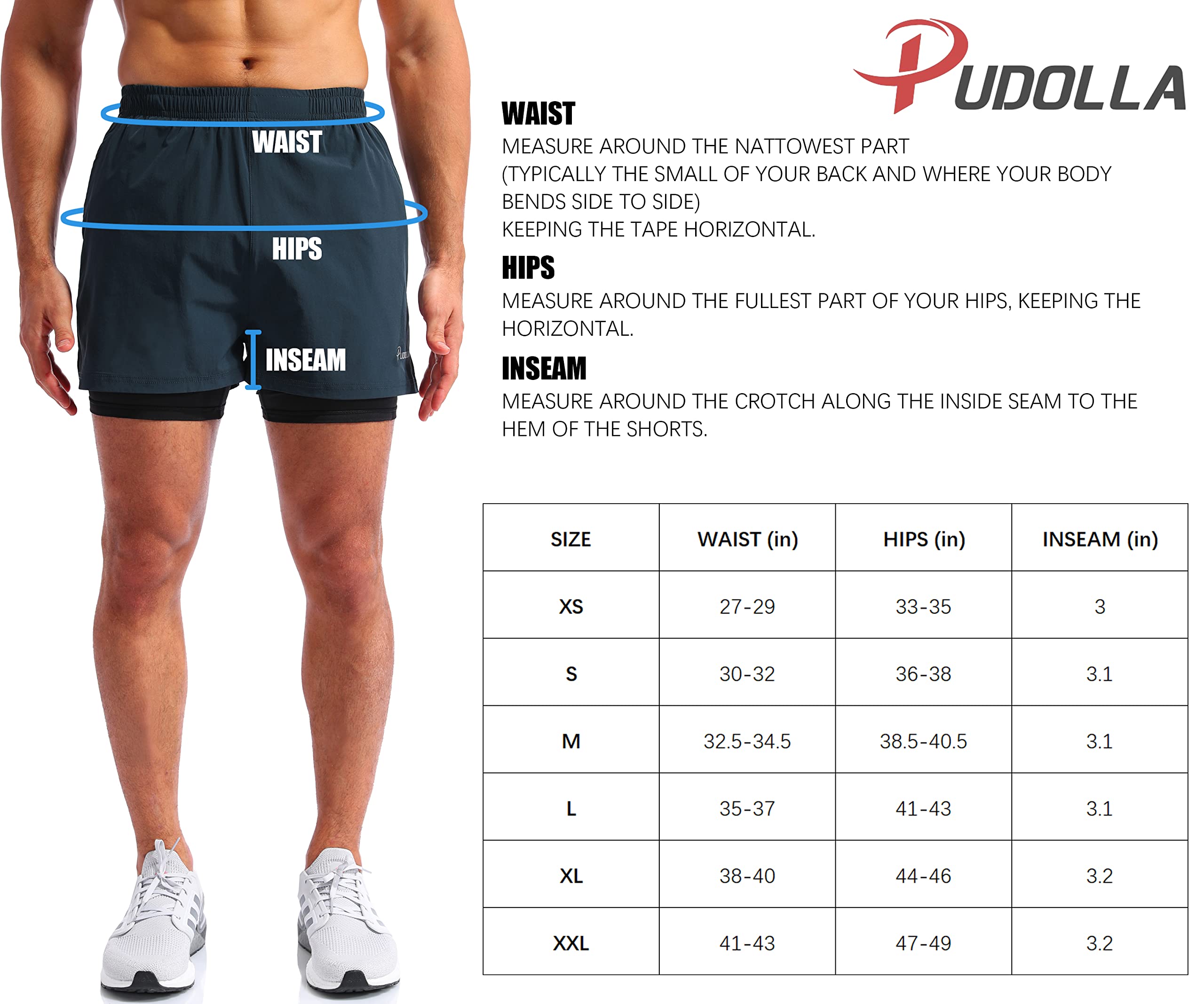 Pudolla Men’s Running Shorts 3 Inch Quick Dry Gym Athletic Workout Shorts for Men with Zipper Pockets(Camo Green Medium)