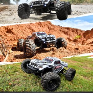 BEZGAR HM121 1:12 Scale RC Truck - 4x4 Offroad Waterproof High Speed 45+ KM/H Remote Control Truck for All Terrains, 2.4Ghz 4WD Fast RC Cars for Adults and Kids Boys with 2 Rechargebale Batteries