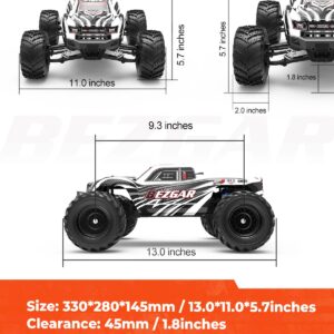 BEZGAR HM121 1:12 Scale RC Truck - 4x4 Offroad Waterproof High Speed 45+ KM/H Remote Control Truck for All Terrains, 2.4Ghz 4WD Fast RC Cars for Adults and Kids Boys with 2 Rechargebale Batteries