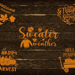 8 PCS Fall Autumn Stencils for Painting on Wood Wall, Fall Theme Pattern Templates for DIY Home Fall Farmhouse Decorations, Paint Wood Signs, Reusable Plastic Stencil