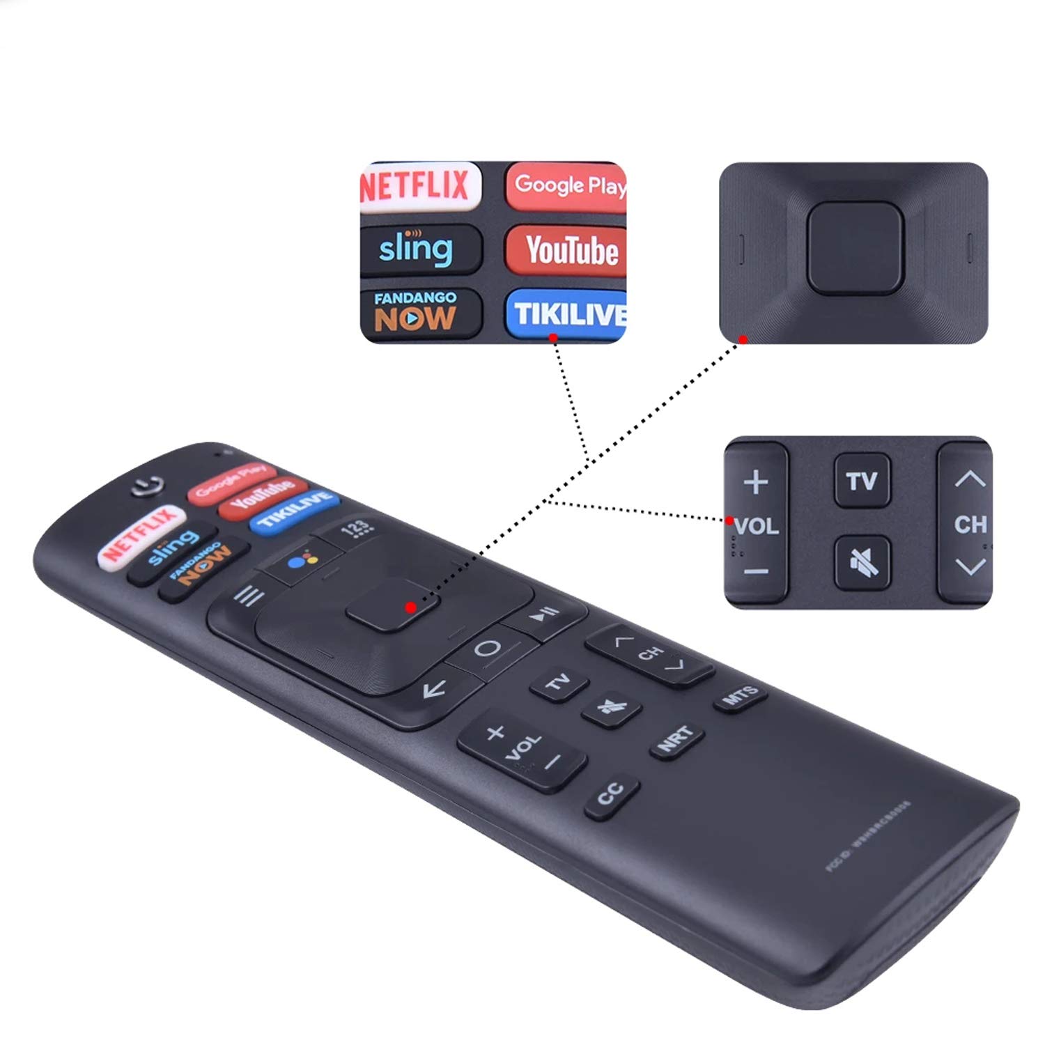 New ERF3A69 IR Remote Control for Hisense 55H9100E 655H9100E 65H9808 Smart TV with Netflix Google Play Sling YouTube Fandango Now Tikilive Buttons(with Batteries)【Without Voice Function】