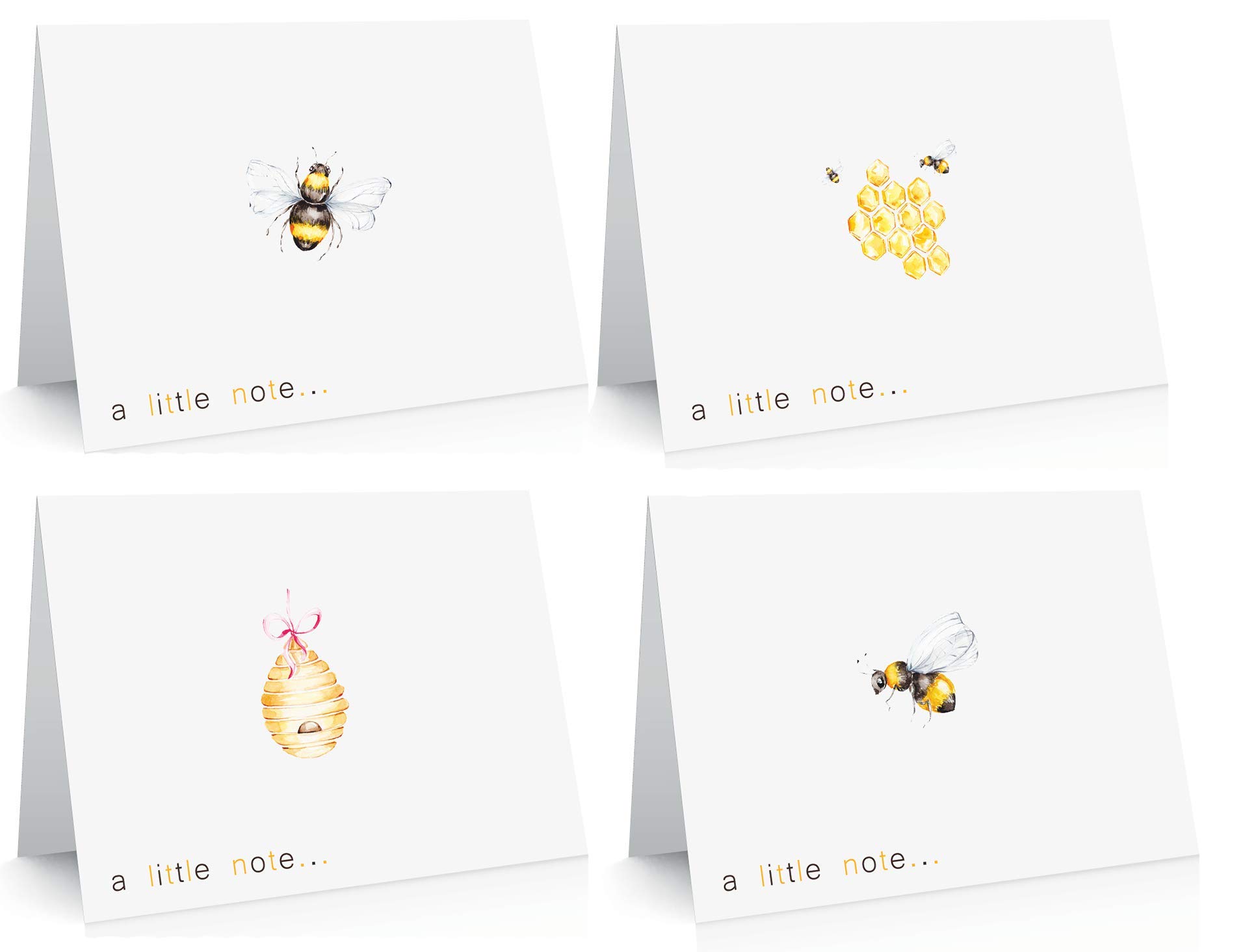 the lazy panda card company 20 Blank Cute All Occasion Bee Greeting Cards made from Recycled paper (Bee Note Cards)