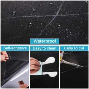 CHICHOME 12''x12'' Peel and Stick Floor Tile Black 32 Pack Marble Vinyl Floor Tiles Self Adhesive Vinyl Flooring Tiles Waterproof Removable Stick on Floor Tile for Bathroom Kitchen Bedroom Living Room