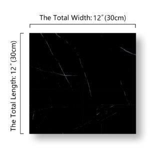 CHICHOME 12''x12'' Peel and Stick Floor Tile Black 32 Pack Marble Vinyl Floor Tiles Self Adhesive Vinyl Flooring Tiles Waterproof Removable Stick on Floor Tile for Bathroom Kitchen Bedroom Living Room