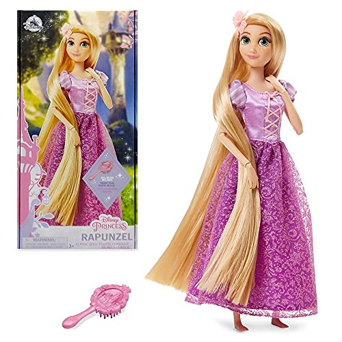 Disney Store Official Princess Rapunzel Classic Doll for Kids, Tangled, 11 ½ Inches, includes Brush with Molded Details, Fully Posable Toy in Glittering Outfit - Suitable for Ages 3+