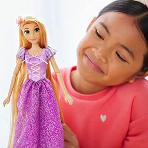 Disney Store Official Princess Rapunzel Classic Doll for Kids, Tangled, 11 ½ Inches, includes Brush with Molded Details, Fully Posable Toy in Glittering Outfit - Suitable for Ages 3+