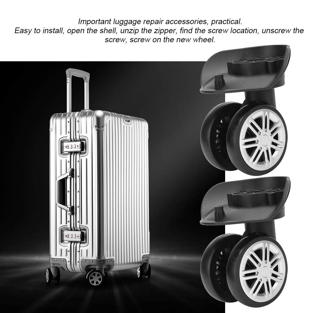 Zerone Double Row Large Wheel,1Pair Outdoor Double Row Large Wheel Drawbar Box Code Case Suitcase Accessory