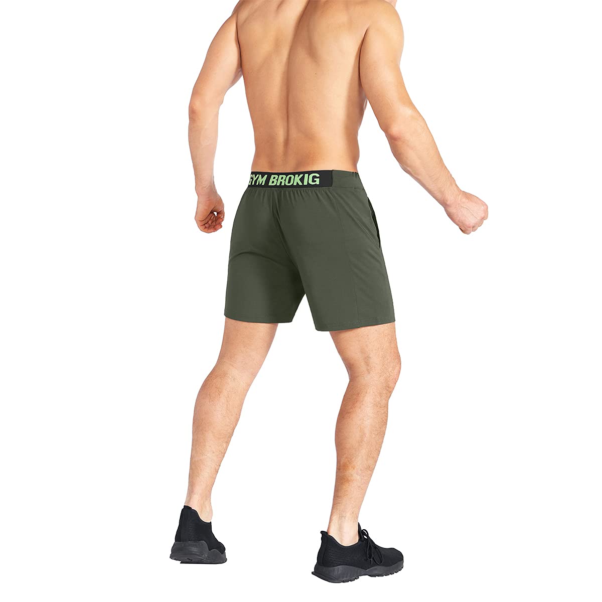 BROKIG Men's Lightweight Gym Shorts,Bodybuilding Quick Dry Running Athletic Workout Shorts for Men with Pockets(Army Green, Medium)