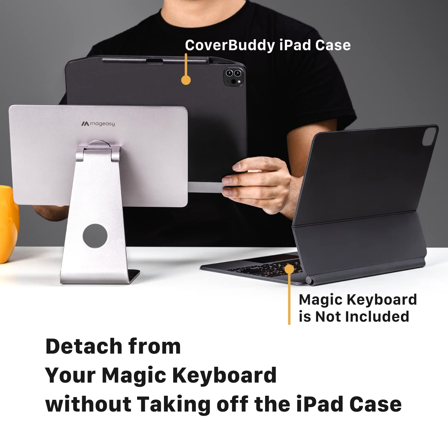 SWITCHEASY CoverBuddy iPad Pro 12.9" Case Compatible with Magic Keyboard & Smart Keyboard Folio (Keyboard Not Included) | with Pencil Holder | for 2021-2022 iPad Pro 12.9" 5th-6th Gen - Black