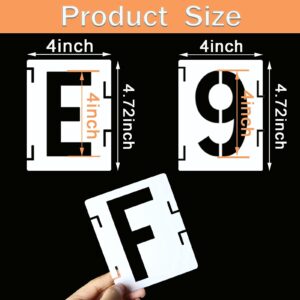 4 Inch Letter Stencils Symbol Numbers Craft Stencils, 42 Pcs Reusable Alphabet Templates Interlocking Stencil Kit for Painting on Wood, Wall, Fabric, Rock, Sign, DIY Art Projects