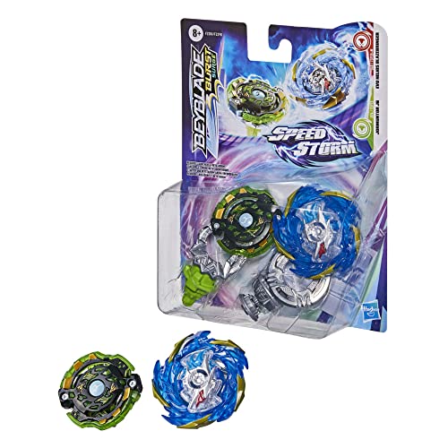 Hasbro Burst Surge Speedstorm Evo Helios Blazebringer and Jormuntor J6 Spinning Top Twin Pack - Battle Spinning Top Toy