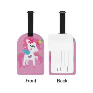 XOLLAR Luggage Tags Pink Baby Unicorn Girl Name ID Identifier Labels for Suitcase Travel Bag Leather Privacy Cover Baggage Tag 1 Piece, One Size