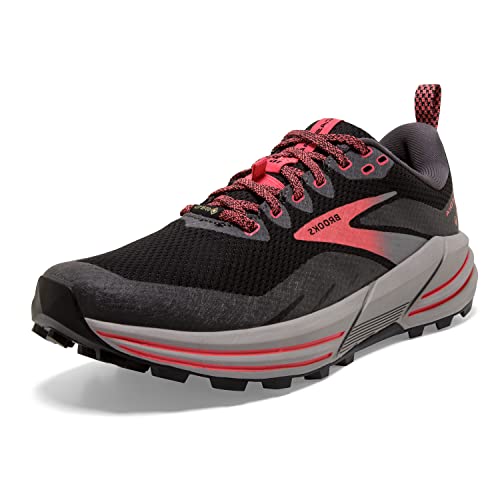 Brooks Women’s Cascadia 16 GTX Waterproof Trail Running Shoe - Black/Blackened Pearl/Coral - 8.5 Medium