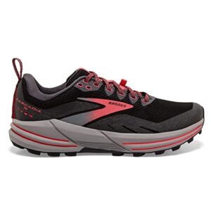 Brooks Women’s Cascadia 16 GTX Waterproof Trail Running Shoe - Black/Blackened Pearl/Coral - 8.5 Medium