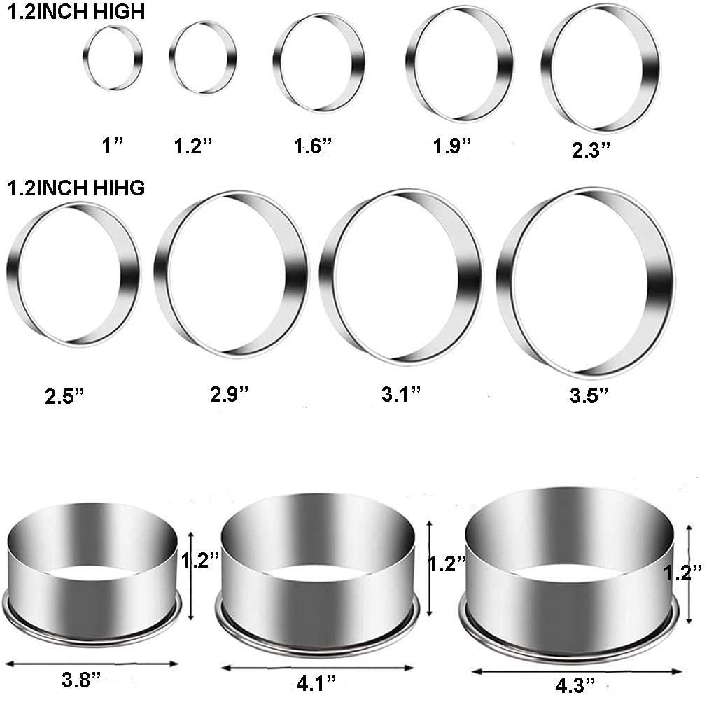 KSPOWWIN 12 Pieces Biscuit Cookie Cutter Set With Tin Box Biscuit Plain Edge Round Cutters Metal Ring Baking Molds, Stainless Steel Cookie Dough Biscuit Muffins Cutters in Graduated Sizes