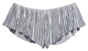 savage x fenty, women's, pleated lamé short with keyhole, spaced out metallic silver, 1x