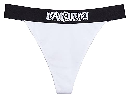 Savage X Fenty, Women's, Showgirl High-Leg Thong, Angel White, XS