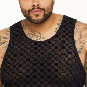 Savage X Fenty, Men's, Savage X Mesh & Jersey Tank, Caviar, S