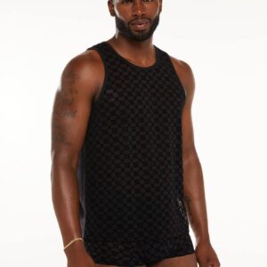 Savage X Fenty, Men's, Savage X Mesh & Jersey Tank, Caviar, S