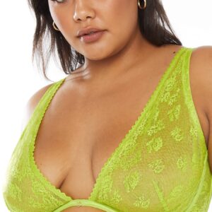 Savage X Fenty, Women's, Caged Lace Unlined Bra with Tie, Fuji Apple Green, 38DDD