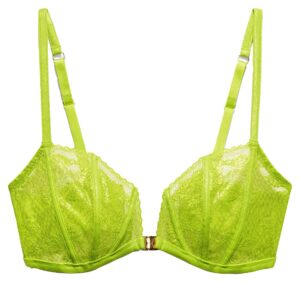 savage x fenty, women's, caged lace front-closure bralette, fuji apple green, xl