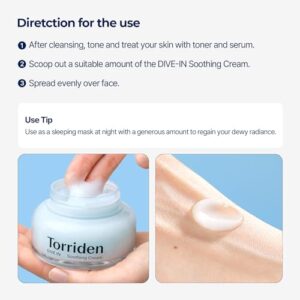 Torriden DIVE-IN Hyaluronic Acid Soothing Cream 3.38 fl oz | Revitalizing Facial Moisturizer for Sensitive, Dry Skin | Fragrance-free, Alcohol-free, No Colorants | Vegan, Cruelty-Free