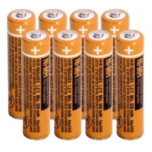 pingju NI-MH AAA Rechargeable Battery 1.2V 550mah 8-Pack hhr-55aaabu AAA Batteries for Panasonic Cordless Phones, Remote Controls, Electronics