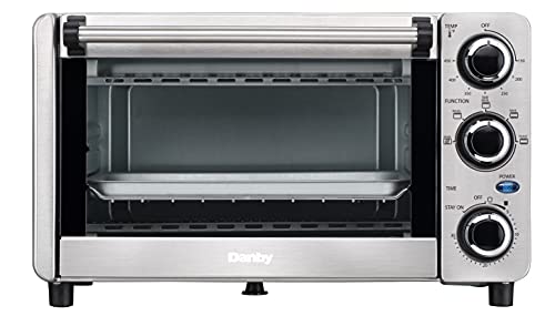 Danby DBTO0412BBSS 0.4 cu ft/12L 4 Slice Countertop Toaster Oven in Stainless Steel Toast, Bake, Broil, Keep Warm functions