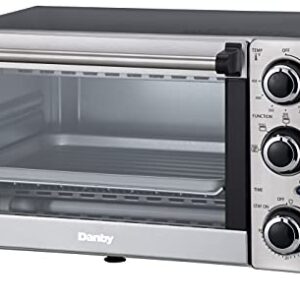 Danby DBTO0412BBSS 0.4 cu ft/12L 4 Slice Countertop Toaster Oven in Stainless Steel Toast, Bake, Broil, Keep Warm functions