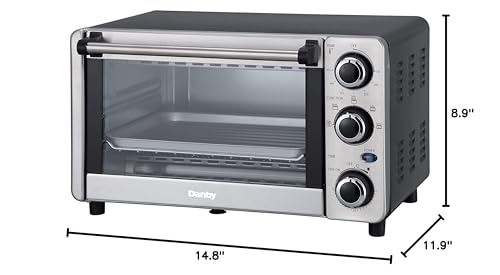 Danby DBTO0412BBSS 0.4 cu ft/12L 4 Slice Countertop Toaster Oven in Stainless Steel Toast, Bake, Broil, Keep Warm functions