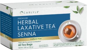 carlyle herbal laxative senna leaf tea | 60 tea bags | no caffeine | helps with occasional constipation | vegetarian, non-gmo & gluten free