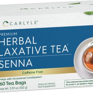 Carlyle Herbal Laxative Senna Leaf Tea | 60 Tea Bags | No Caffeine | Helps with Occasional Constipation | Vegetarian, Non-GMO & Gluten Free