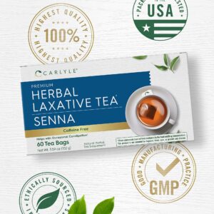 Carlyle Herbal Laxative Senna Leaf Tea | 60 Tea Bags | No Caffeine | Helps with Occasional Constipation | Vegetarian, Non-GMO & Gluten Free