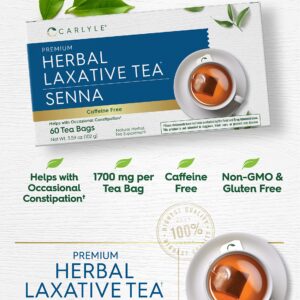 Carlyle Herbal Laxative Senna Leaf Tea | 60 Tea Bags | No Caffeine | Helps with Occasional Constipation | Vegetarian, Non-GMO & Gluten Free