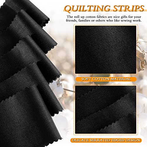 Boao 40 Pieces Fabric Strips Rolls Collection Jelly Fabric Strips for Quilting Roll up Fabric Craft Patchwork Strips DIY Sewing Fabric Rolls for Handmade Favors (Black, 2.5 x 44 Inch)