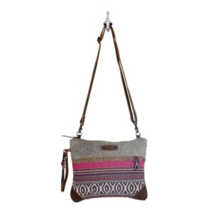 Myra Bag Laced Small & Cross-Body Bag Upcycled Cotton & Hair Leather S-2920