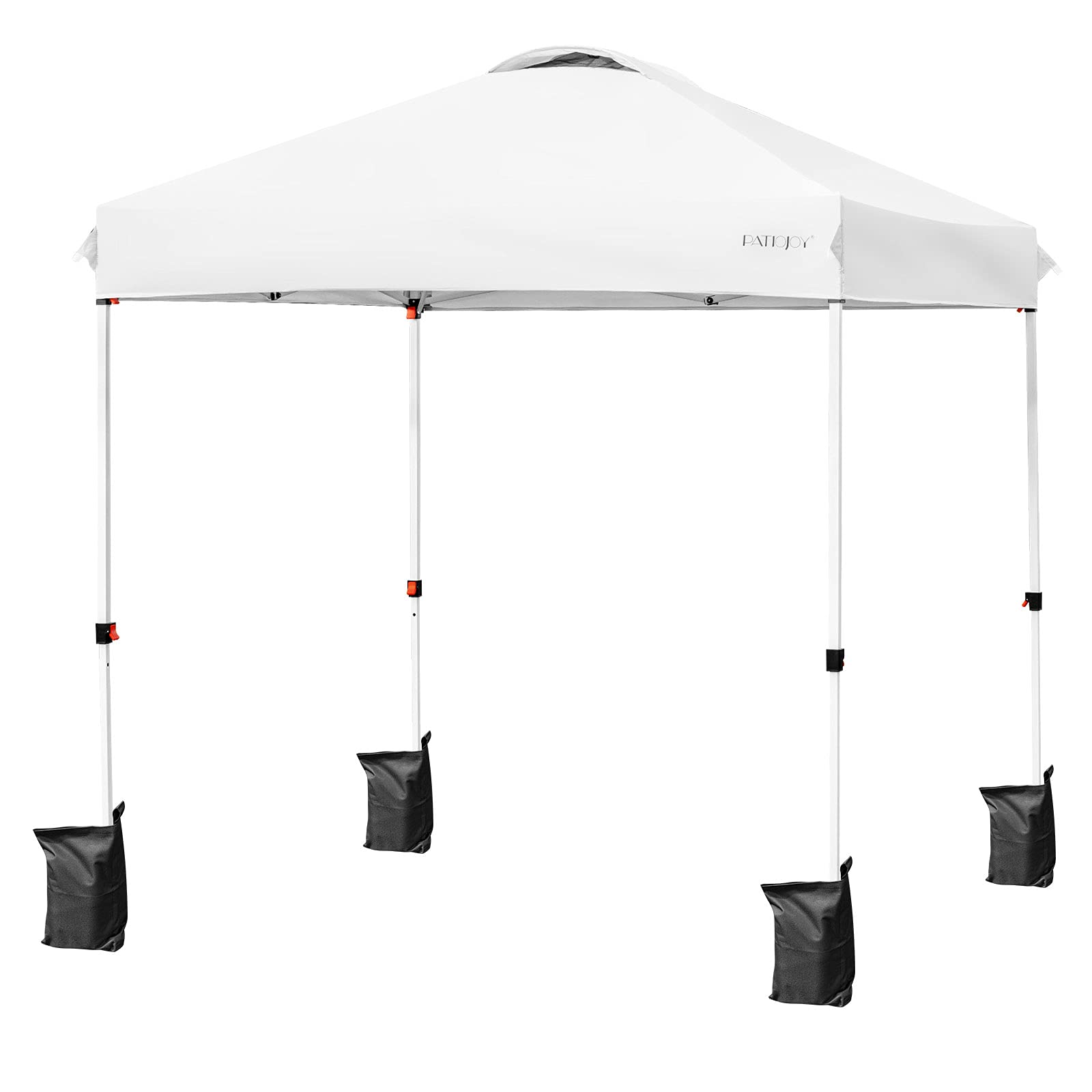 Tangkula Outdoor Pop-up Canopy Tent, 6.6 x 6.6 FT Height Adjustable Commercial Instant Canopy w/Portable Roller Bag, 4 Weight Bags, Outdoor Camping Sun Shelter for Camping, Party (6.6’ x 6.6’, White)