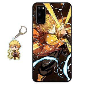 staremeplz compatible with samsung galaxy a32 5g case anime design [with zenitsu figure keychain], soft silicone tpu animation cool phone case for samsung galaxy a32 5g