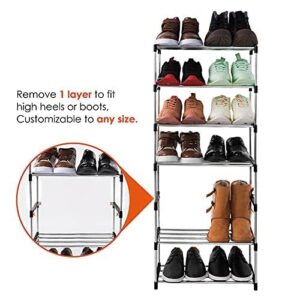 Xerhnan 4-Tier Stackable Small Shoe Rack, Lightweight Shoe Shelf Storage Organizer for Entryway, Hallway and Closet(Black)