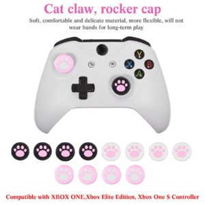 Chalyna 14 Pcs Controller Skins Anti-Slip Accessories Set Silicone Cover Protector Case Compatible with Xbox One/S/X Controller Wireless/Wired Gamepad Joystick with 12 Cat Paw Thumb Grips (Pink)