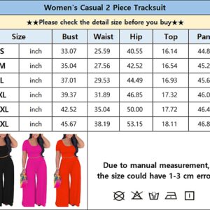 BFFBABY 2 Piece Outfits for Women Striped Sexy Backless Short Sleeve Crop Top High Waist Wide Leg Long Pant Sets Tracksuit Sport Set