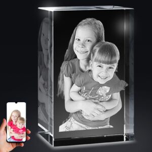 personalized 3d crystal photo, custom 3d photo crystal, laser photo etched engraved inside the crystal with your own picture, 3d picture gift idea, 3d photo engraved crystal gifts for dad father's day