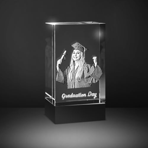 Personalized 3D Crystal Photo, Custom 3D Photo Crystal, Laser Photo Etched Engraved Inside The Crystal with Your Own Picture, 3D Picture Gift Idea, 3D Photo Engraved Crystal Gifts for Dad Father's Day