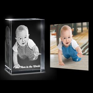 Personalized 3D Crystal Photo, Custom 3D Photo Crystal, Laser Photo Etched Engraved Inside The Crystal with Your Own Picture, 3D Picture Gift Idea, 3D Photo Engraved Crystal Gifts for Dad Father's Day