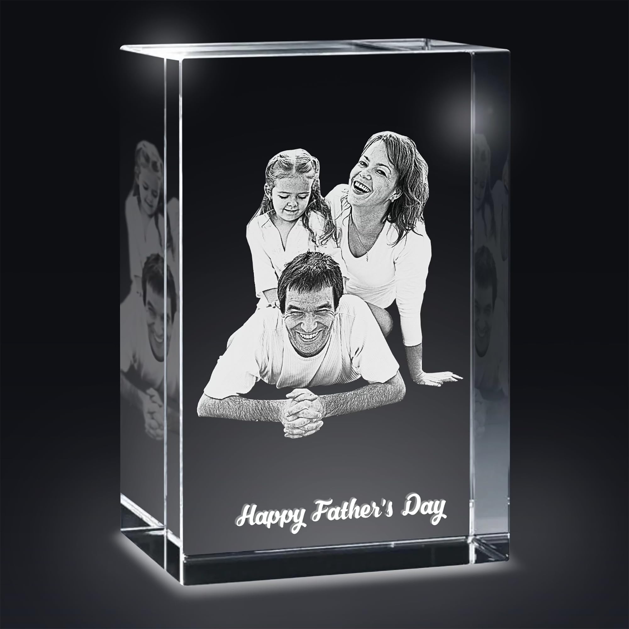 Personalized 3D Crystal Photo, Custom 3D Photo Crystal, Laser Photo Etched Engraved Inside The Crystal with Your Own Picture, 3D Picture Gift Idea, 3D Photo Engraved Crystal Gifts for Dad Father's Day