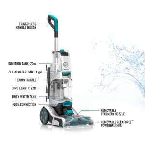 Hoover, Turquoise Smartwash Automatic Carpet Cleaner Machine, with Storage Mat, FH52050