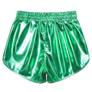 Metallic Shorts for Big Girls Gymnastics Dance Shorts Shiny Green Hot Pants 14 15